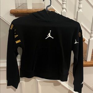Jordan Black Hoodie Girls with White and Gold Details - size medium